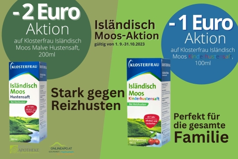 Aktion auf Isländisch Moos Hustensäfte