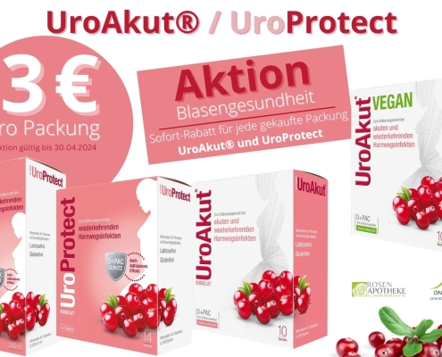 UroAkut und UroProtect-Aktion im März und April Minus 3 Euro