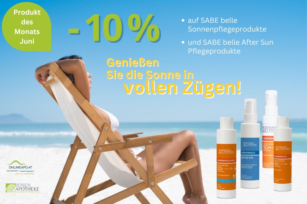 10 % Aktion auf SABE belle Sonnenpflegeprodukte im Juni 2024