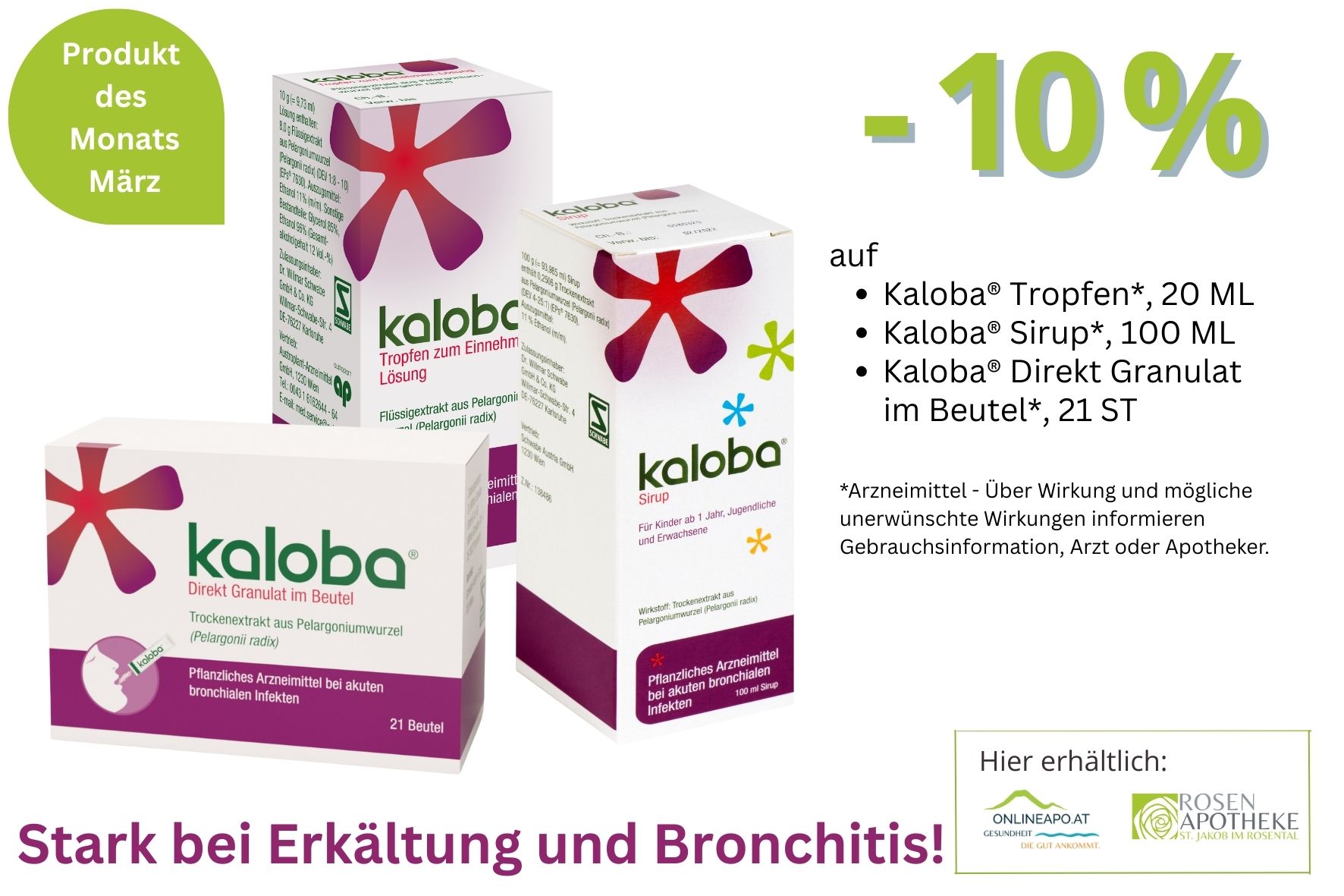Produkt des Monats März 2026: Kaloba Tropfen, Sirup und Direkt Granulat