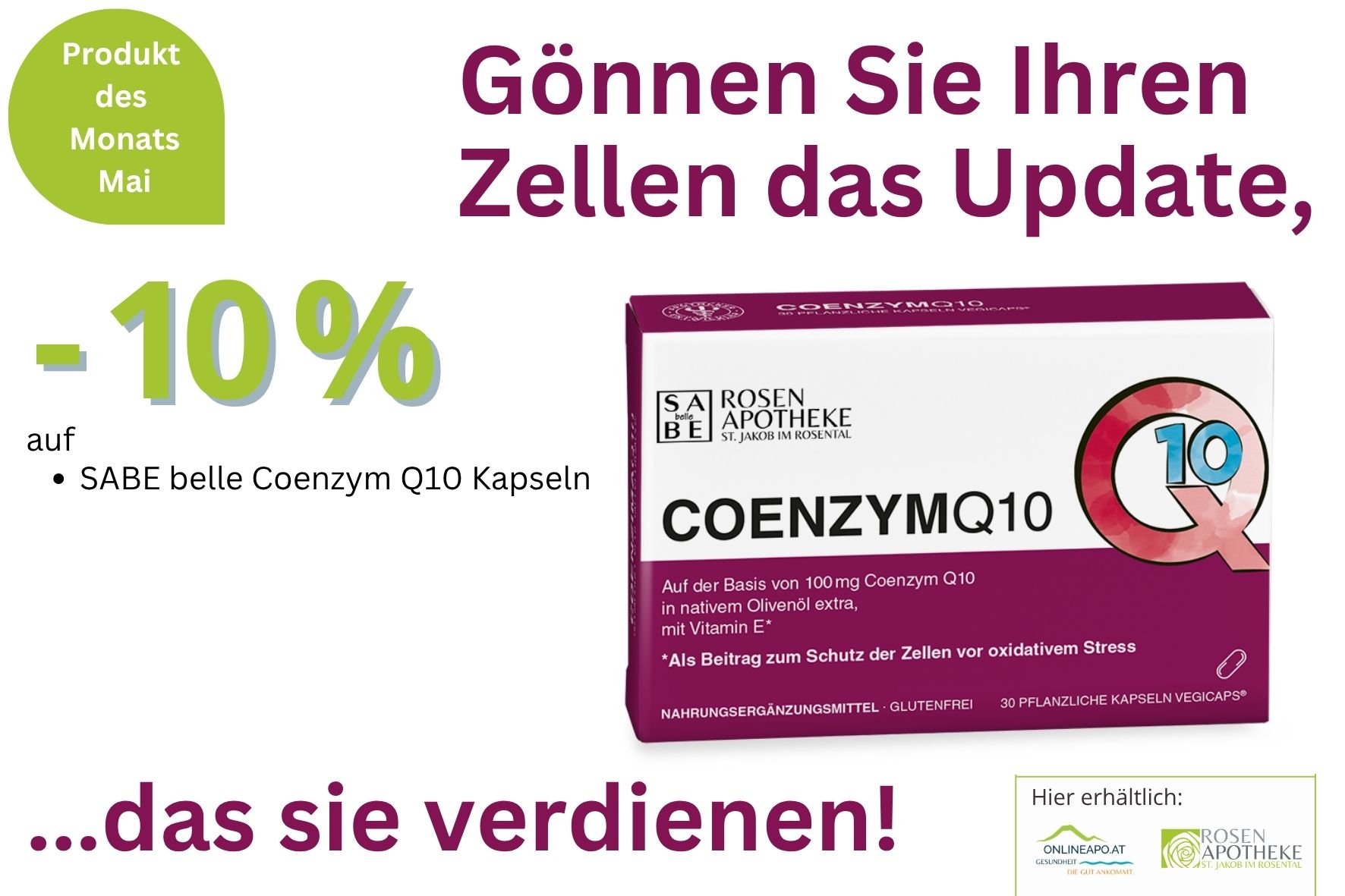 Produkt des Monats Mai 2026: Coenzym Q10 um 10 % günstiger