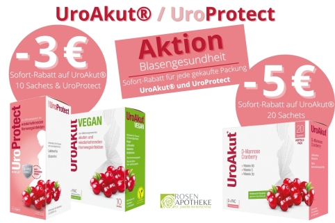 UroAkut und UroProtect Aktion im August & September 2026. Bis zu 5 Euro sparen!