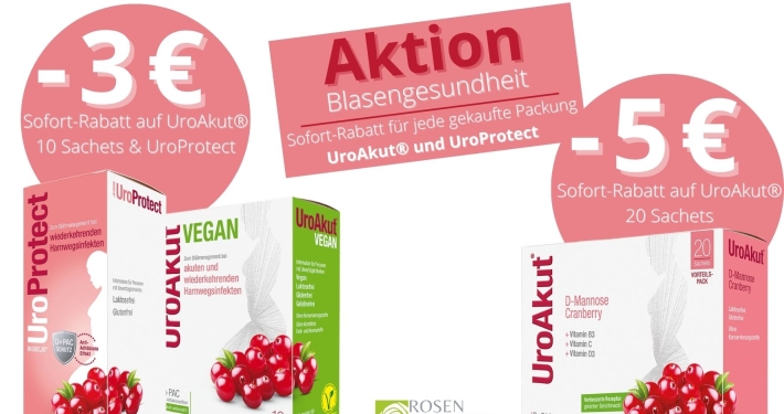 UroAkut und UroProtect Aktion im August & September 2026. Bis zu 5 Euro sparen!