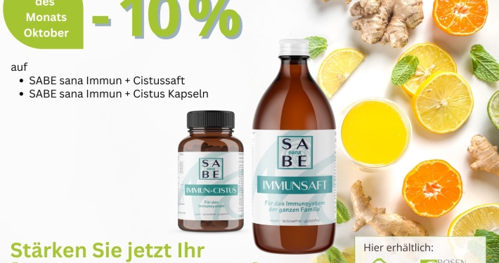 10 % Rabatt auf das Produkt des Monats Oktober 2026: SABE sana Immun Cistus