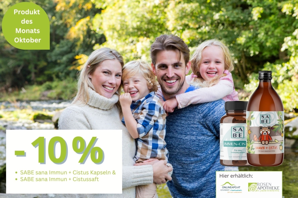 Produkt des Monats Oktober 2026: 10 % auf Sabe sana Cistus Saft und Kapseln