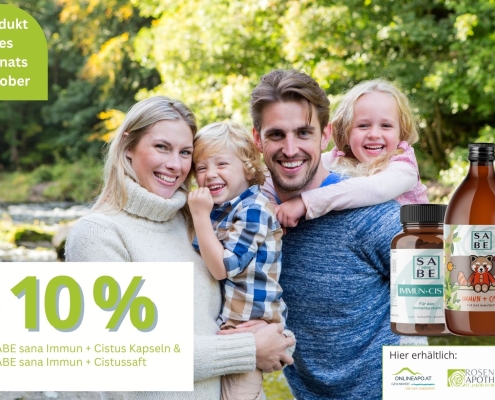 Produkt des Monats Oktober 2026: 10 % auf Sabe sana Cistus Saft und Kapseln